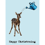 blue deer christening card