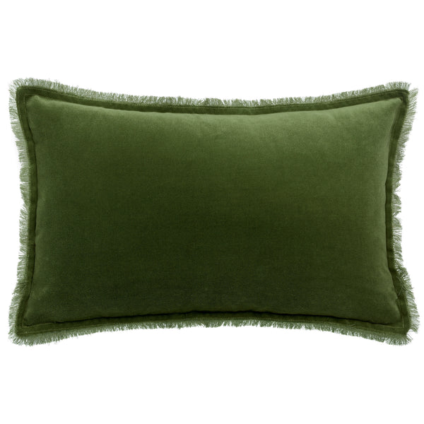 fara eucalyptus velvet fringed cushion