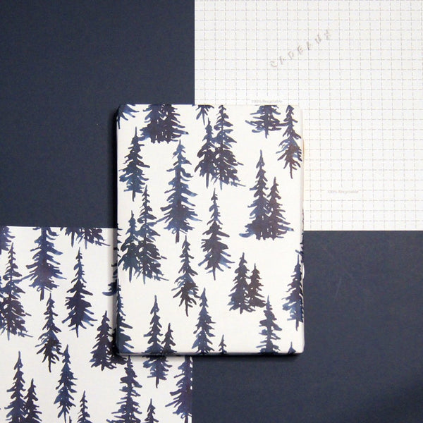 festive wrapping paper blue trees
