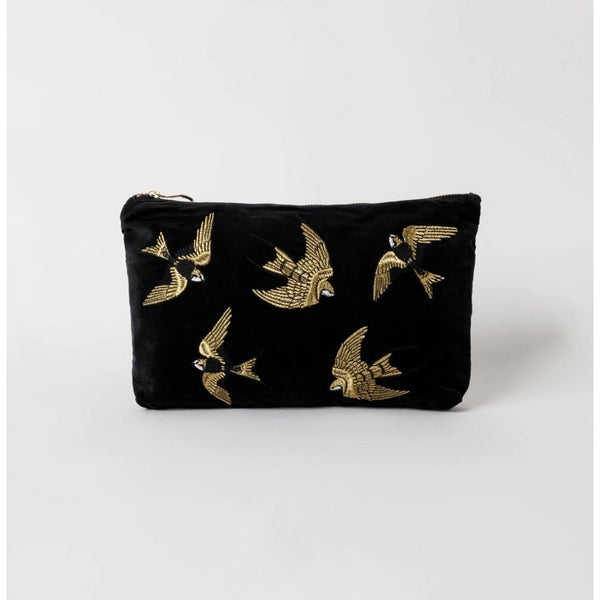 elizabeth scarlett charcoal swallows travel pouch